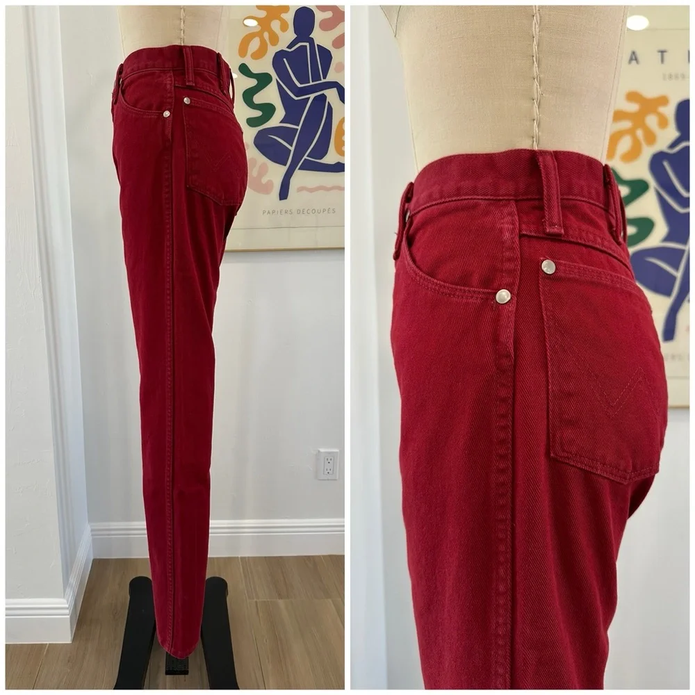 Vintage Wrangler Straight Leg Jeans in Deep Red - Picture 4 of 16